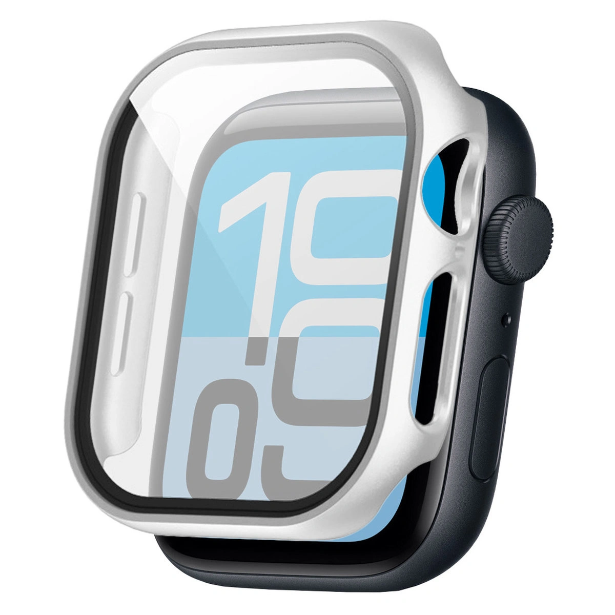 Wizualizacja nakładania etui Bizon Case Watch Adamo do Apple Watch SE 3 / SE 2 / SE / 6 / 5 / 4 (44 mm)